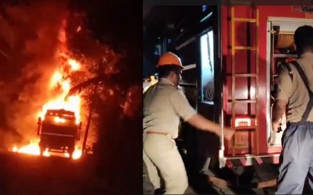 വടകരയിൽ ഓടിക്കൊണ്ടിരുന്ന ലോറി കത്തി നശിച്ചു.