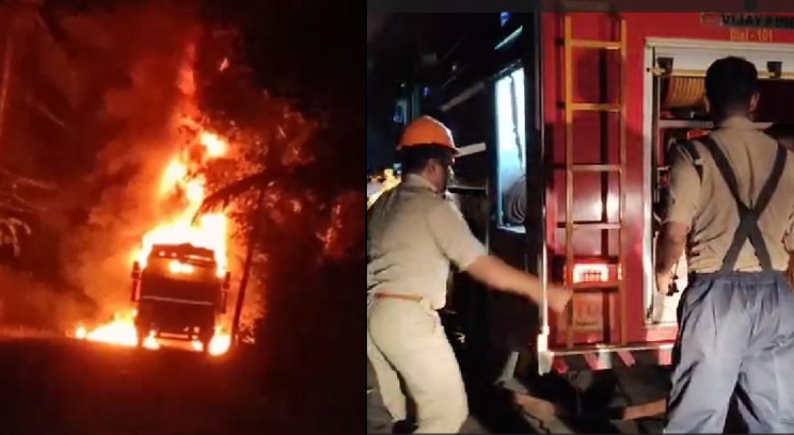 വടകരയിൽ ഓടിക്കൊണ്ടിരുന്ന ലോറി കത്തി നശിച്ചു.