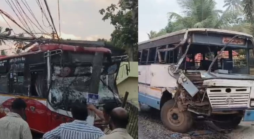 വിഴിഞ്ഞത്ത് കെഎസ്ആർടിസി ബസുകൾ കൂട്ടിയിടിച്ച് അപകടം.