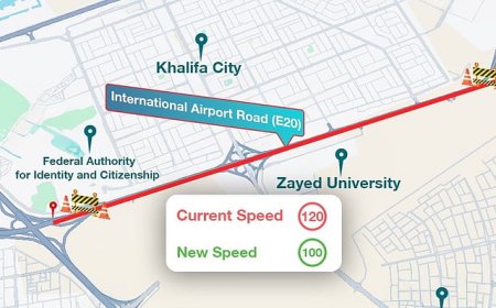 അബുദാബിയിലെ രണ്ട് പ്രധാന ഹൈവേകളിൽ പുതിയ വേഗപരിധി പ്രഖ്യാപിച്ചു.