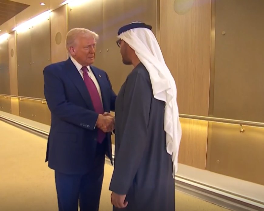 യുഎഇ സന്ദർശനത്തിനായി അബുദാബിയിലെത്തിയ യുഎസ് പ്രസിഡന്റ് ട്രംപിനെ യുഎഇ പ്രസിഡന്റ് സ്വീകരിച്ചു.