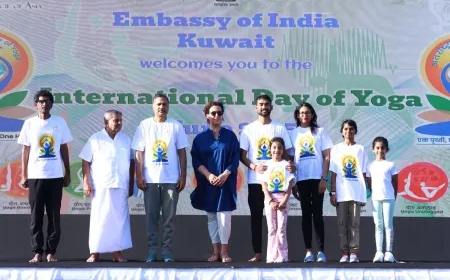 കുവൈറ്റിലെ ഇന്ത്യൻ എംബസിയിൽ യോഗദിനം ആഘോഷിച്ചു.