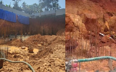 കോഴിക്കോട് ബൈപ്പാസിൽ മണ്ണിടിഞ്ഞ് അപകടം; ഒരാൾ മണ്ണിനടിയിൽ.