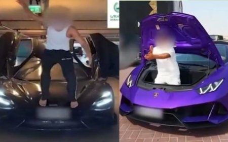 ഓടുന്ന കാറിന്റെ മുകളിൽ കയറി നൃത്തം; നടപടിയുമായി ദുബായ് പോലീസ്.