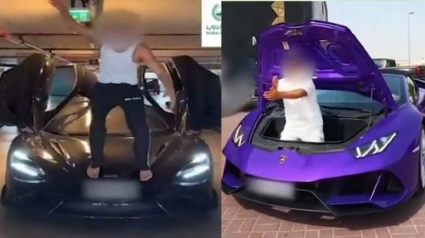 ഓടുന്ന കാറിന്റെ മുകളിൽ കയറി നൃത്തം; നടപടിയുമായി ദുബായ് പോലീസ്.