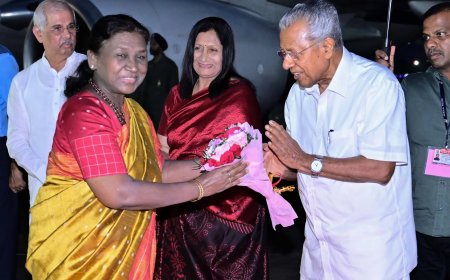 രാഷ്ട്രപതി ദ്രൗപദി മുര്‍മു കേരളത്തിലെത്തി.