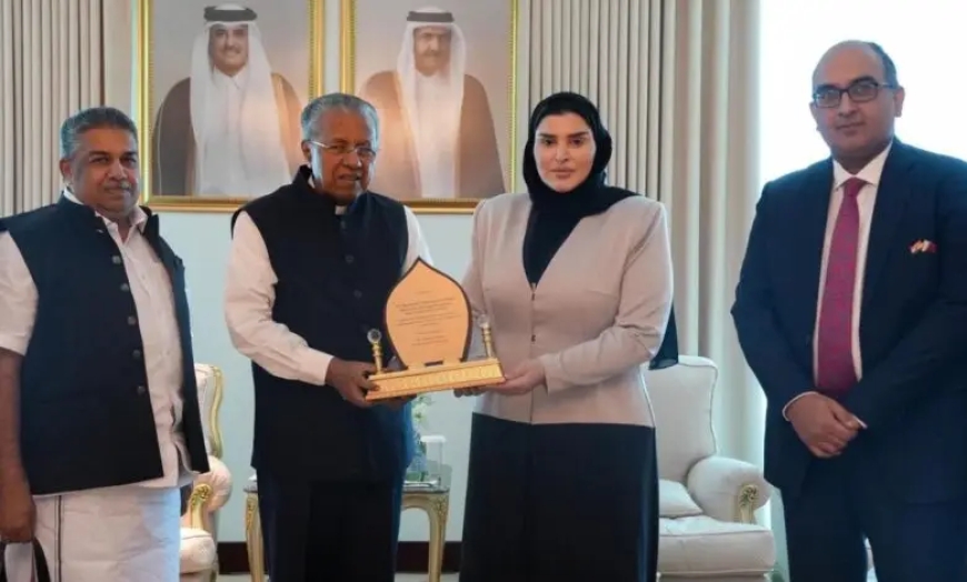 മുഖ്യമന്ത്രി പിണറായി വിജയനെ സ്വീകരിച്ച് ഖത്തർ.