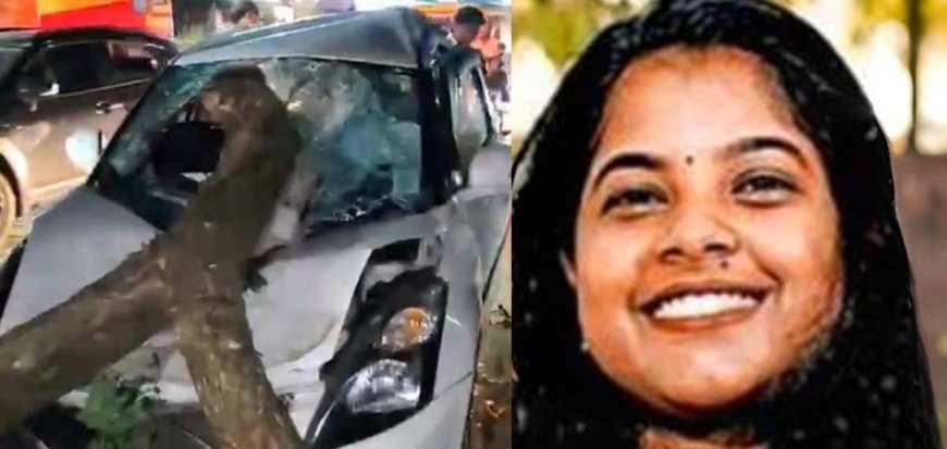 ലോറി തട്ടി പൊട്ടിവീണ മരക്കൊമ്പ് കാറിനുള്ളിൽ തുളച്ചുകയറി യുവതിക്ക് ദാരുണാന്ത്യം.