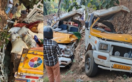 മടിക്കൈ പച്ചക്കുണ്ടിൽ പിക്കപ്പ് വാൻ മറിഞ്ഞ് മൂന്നുപേർക്ക് പരിക്ക്