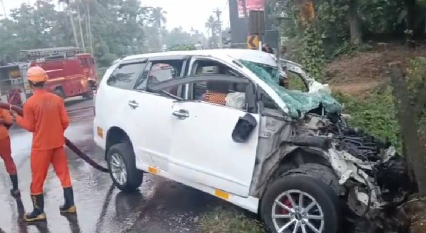 ശബരിമല തീർഥാടകർ സഞ്ചരിച്ചിരുന്ന വാഹനം ലോറിയുമായി കൂട്ടിയിടിച്ച് ഒരാൾ മരിച്ചു. 2 പേർക്ക് ഗുരുതരമായി പരുക്കേറ്റു.