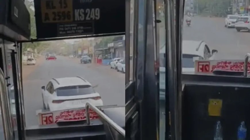 ബസ്സിന് മുന്നിൽ കാറോടിച്ച് മാർഗ്ഗ തടസ്സം സൃഷ്ടിച്ച യുവാവിന്റെ ലൈസൻസ് സസ്പെൻഡ് ചെയ്തു