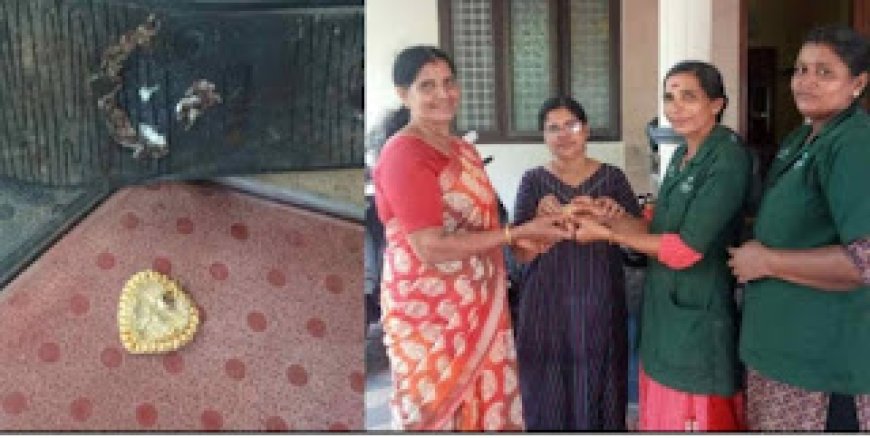 ചെരിപ്പിനടിയിൽ കണ്ടെത്തിയ സ്വർണ്ണത്താലി ഉടമയ്ക്ക് തിരിച്ചു നൽകി ഹരിതകർമസേനാംഗങ്ങൾ