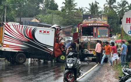 ലോറികൾ തമ്മിൽ കൂട്ടിയിടിച്ച് അപകടം; മംഗലാപുരം സ്വദേശിയായ ഡ്രൈവർക്ക് ഗുരുതരം