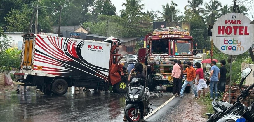 ലോറികൾ തമ്മിൽ കൂട്ടിയിടിച്ച് അപകടം; മംഗലാപുരം സ്വദേശിയായ ഡ്രൈവർക്ക് ഗുരുതരം