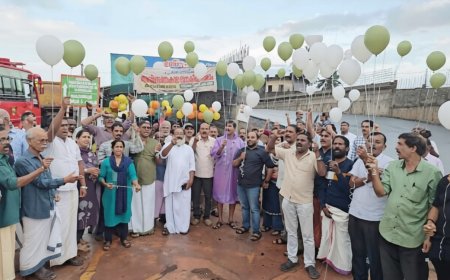നീലേശ്വരം ആകാശപാത; വേറിട്ട പ്രതിഷേധവുമായി സമരസമിതി