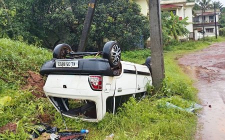 കാർ മറിഞ്ഞുണ്ടായ അപകടത്തിൽ മൂന്ന് പേർക്ക് പരിക്കേറ്റു