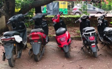 സുരക്ഷാ മാനദണ്ഡങ്ങൾ ലംഘിച്ച് ഓടിച്ച ഇലക്ട്രിക് സ്കൂട്ടറുകൾക്കെതിരെ പോലീസിന്റെ കടുത്ത നടപടി; കാഞ്ഞങ്ങാട് 12 വാഹനങ്ങൾ കസ്റ്റഡിയിൽ