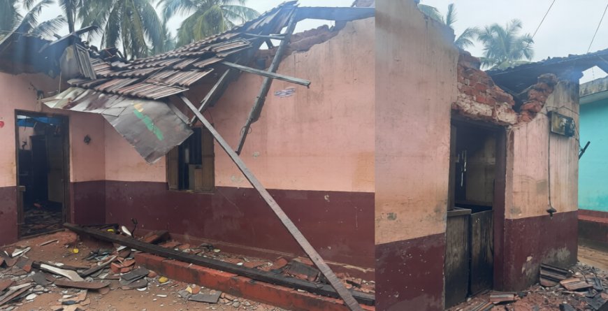 അതിശക്തമായ കാലവർഷം: മേൽപ്പറമ്പ് കീഴൂരിൽ വീട് തകർന്നു; കിടപ്പുരോഗിയുൾപ്പെടെ അഞ്ചംഗ കുടുംബം അത്ഭുതകരമായി രക്ഷപ്പെട്ടു