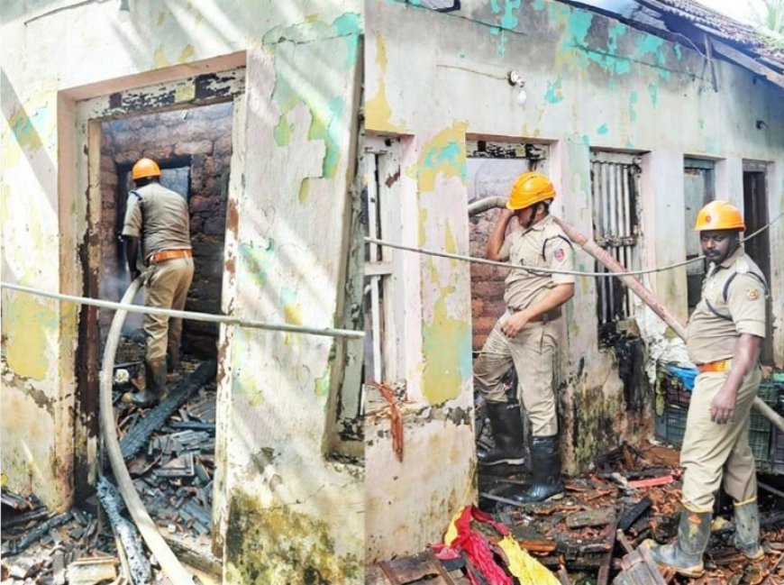 കുമ്പളയിൽ ക്വാർട്ടേഴ്സിൽ ഗ്യാസ് സിലിണ്ടർ പൊട്ടിത്തെറിച്ചു; ഒരു മുറി പൂർണമായും കത്തി നശിച്ചു