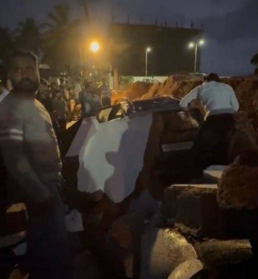 ശക്തമായ മഴ; ആസ്റ്റർ മിംസ് ആശുപത്രി മതിൽ തകർന്നു, മൂന്ന് കാറുകൾക്ക് നാശം