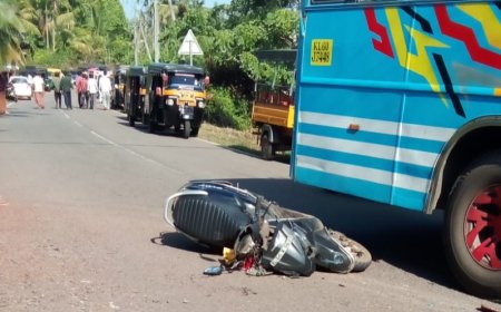 മടിക്കൈയിൽ ബസും സ്കൂട്ടിയും കൂട്ടിയിടിച്ച് അച്ഛനും മകൾക്കും പരിക്ക്