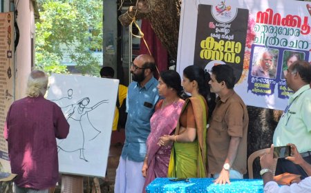 അമ്പലത്തറയിൽ ‘നിറക്കൂട്ട്’; തെരുവോര ചിത്രരചന ശ്രദ്ധേയമായി
